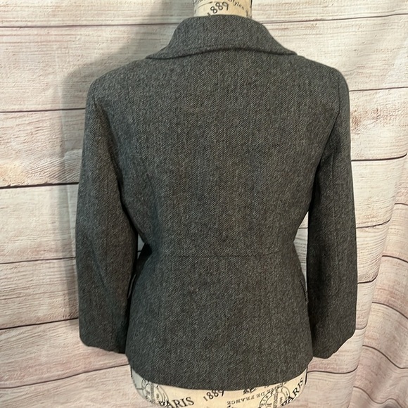 J Crew Factory Blazer Herringbone Gray Wool Blend Size 6 Lined - Picture 5 of 8